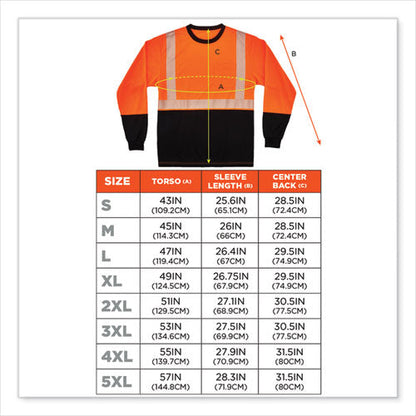 Glowear 8281bk Class 2 Long Sleeve Shirt With Black Bottom, Polyester, 3x-large, Orange, Ships In 1-3 Business Days