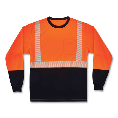 Glowear 8281bk Class 2 Long Sleeve Shirt With Black Bottom, Polyester, 4x-large, Orange, Ships In 1-3 Business Days