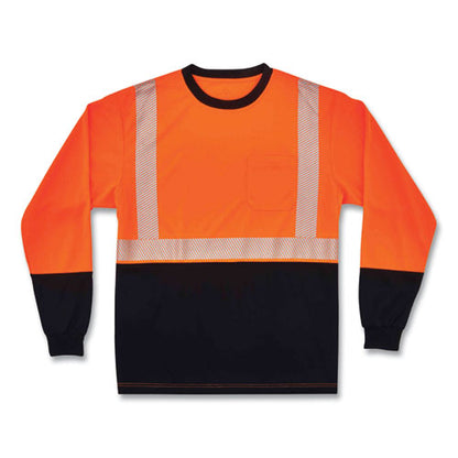 Glowear 8281bk Class 2 Long Sleeve Shirt With Black Bottom, Polyester, 4x-large, Orange, Ships In 1-3 Business Days
