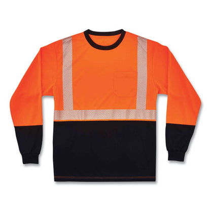 Glowear 8281bk Class 2 Long Sleeve Shirt With Black Bottom, Polyester, 5x-large, Orange, Ships In 1-3 Business Days