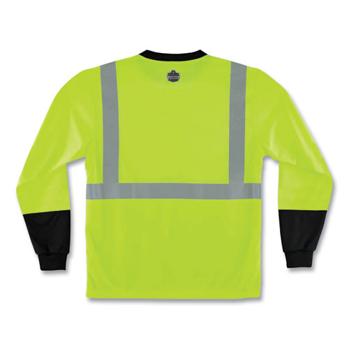 Glowear 8291bk Type R Class 2 Black Front Long Sleeve T-shirt, Polyester, X-large, Lime, Ships In 1-3 Business Days