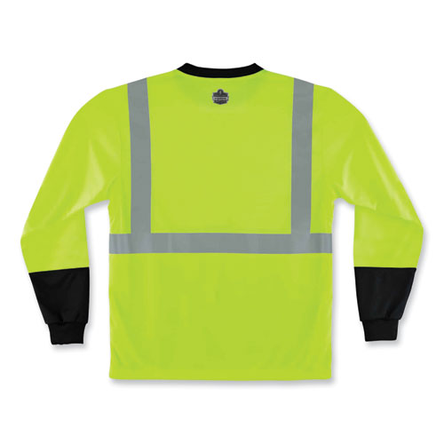 Glowear 8291bk Type R Class 2 Black Front Long Sleeve T-shirt, Polyester, 4x-large, Lime, Ships In 1-3 Business Days