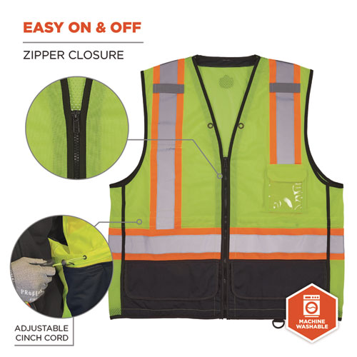 Glowear 8251hdz Class 2 Two-tone Hi-vis Safety Vest, Small To Medium, Lime, Ships In 1-3 Business Days