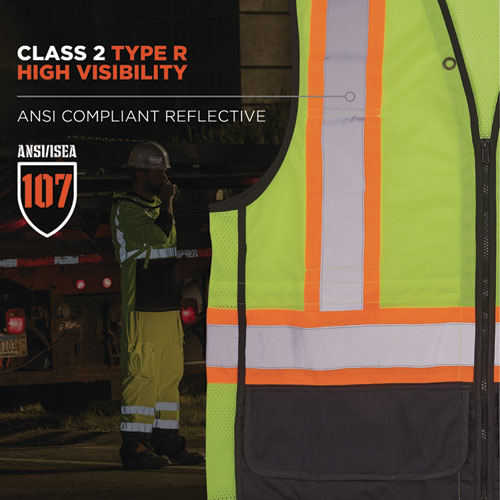 Glowear 8251hdz Class 2 Two-tone Hi-vis Safety Vest, 4x-large To 5x-large, Lime, Ships In 1-3 Business Days