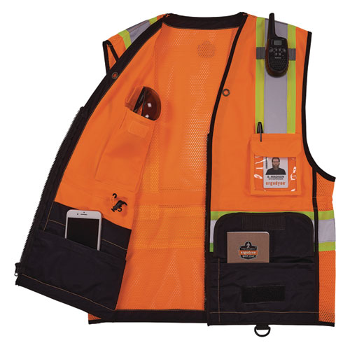 Glowear 8251hdz Class 2 Two-tone Hi-vis Safety Vest, Small To Medium, Orange, Ships In 1-3 Business Days