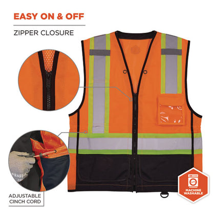 Glowear 8251hdz Class 2 Two-tone Hi-vis Safety Vest, 2x-large To 3x-large, Orange, Ships In 1-3 Business Days