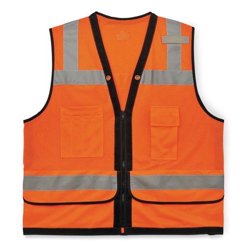 Glowear 8253hdz Class 2 Heavy-duty Mesh Surveyors Vest, Polyester, Small/medium, Orange, Ships In 1-3 Business Days