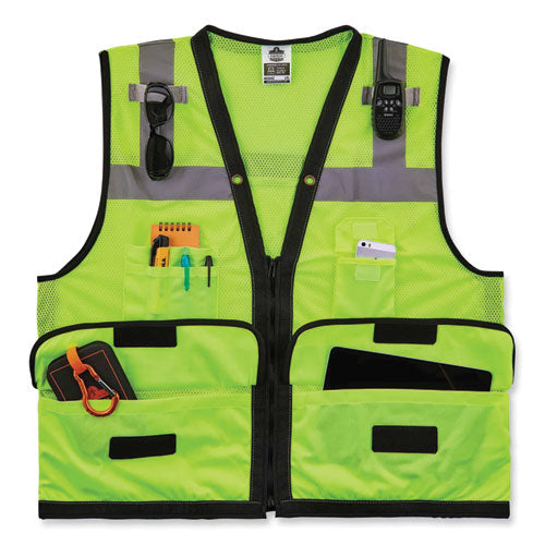 Glowear 8253hdz Class 2 Heavy-duty Mesh Surveyors Vest, Polyester, Small/medium, Lime, Ships In 1-3 Business Days
