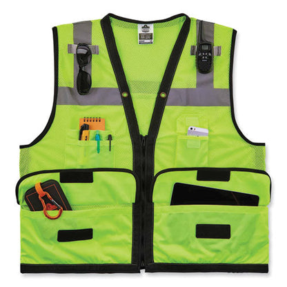 Glowear 8253hdz Class 2 Heavy-duty Mesh Surveyors Vest, Polyester, Small/medium, Lime, Ships In 1-3 Business Days