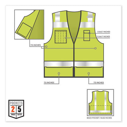 Glowear 8253hdz Class 2 Heavy-duty Mesh Surveyors Vest, Polyester, Large/x-large, Lime, Ships In 1-3 Business Days
