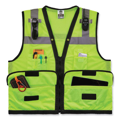Glowear 8253hdz Class 2 Heavy-duty Mesh Surveyors Vest, Polyester, 2x-large/3x-large, Lime, Ships In 1-3 Business Days