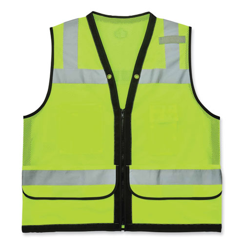 Glowear 8253hdz Class 2 Heavy-duty Mesh Surveyors Vest, Polyester, 4x-large/5x-large, Lime, Ships In 1-3 Business Days