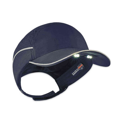Skullerz 8965 Lightweight Bump Cap Hat With Led Lighting, Short Brim, Navy, Ships In 1-3 Business Days