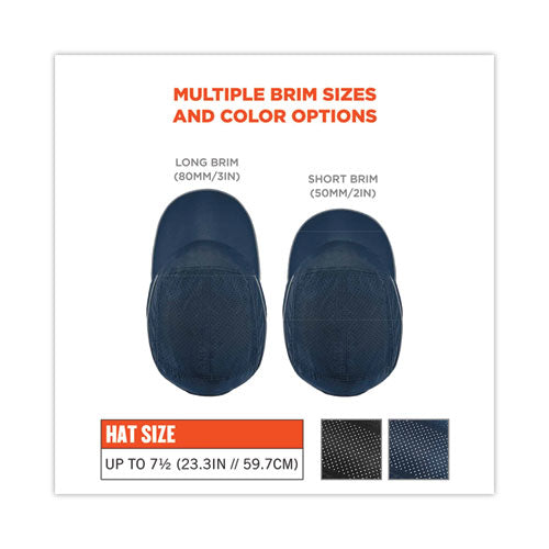Skullerz 8965 Lightweight Bump Cap Hat With Led Lighting, Long Brim, Navy, Ships In 1-3 Business Days