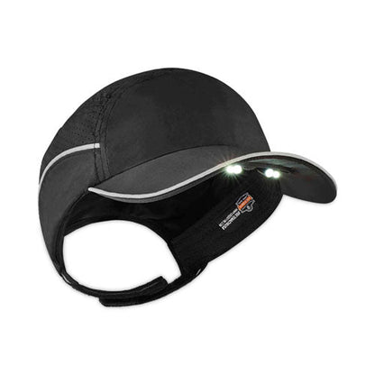 Skullerz 8965 Lightweight Bump Cap Hat With Led Lighting, Long Brim, Black, Ships In 1-3 Business Days