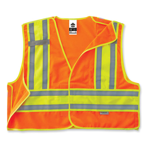 Glowear 8245psv Class 2 Public Safety Vest, Polyester, Small/medium, Orange, Ships In 1-3 Business Days