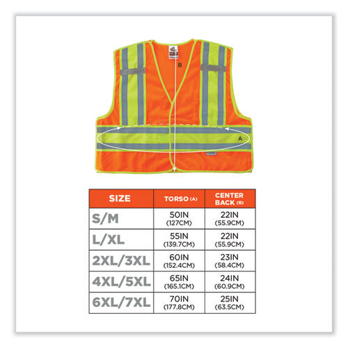 Glowear 8245psv Class 2 Public Safety Vest, Polyester, Large/x-large, Orange, Ships In 1-3 Business Days