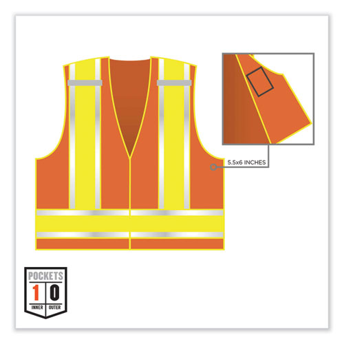 Glowear 8245psv Class 2 Public Safety Vest, Polyester, 2x-large/3x-large, Orange, Ships In 1-3 Business Days