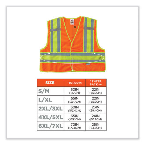 Glowear 8245psv Class 2 Public Safety Vest, Polyester, 2x-large/3x-large, Orange, Ships In 1-3 Business Days