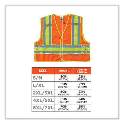 Glowear 8245psv Class 2 Public Safety Vest, Polyester, 2x-large/3x-large, Orange, Ships In 1-3 Business Days