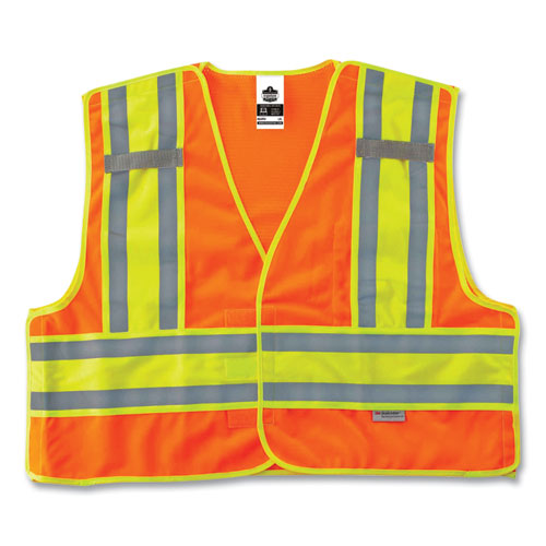 Glowear 8245psv Class 2 Public Safety Vest, Polyester, 4x-large/5x-large, Orange, Ships In 1-3 Business Days