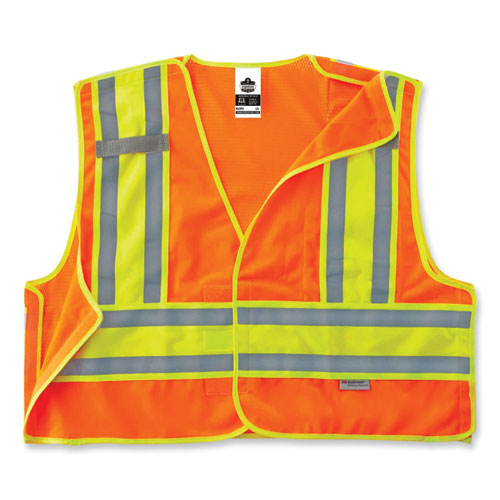 Glowear 8245psv Class 2 Public Safety Vest, Polyester, 4x-large/5x-large, Orange, Ships In 1-3 Business Days
