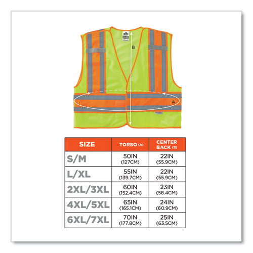 Glowear 8245psv Class 2 Public Safety Vest, Polyester, 4x-large/5x-large, Lime, Ships In 1-3 Business Days
