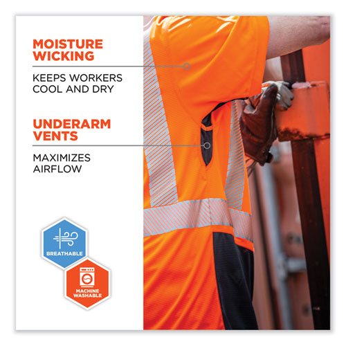 Glowear 8283bk Class 2 Lightweight Performance Hi-vis T-shirt, Polyester, Medium, Orange, Ships In 1-3 Business Days