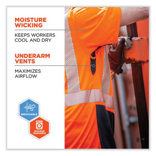 Glowear 8283bk Class 2 Lightweight Performance Hi-vis T-shirt, Polyester, 4x-large, Orange, Ships In 1-3 Business Days