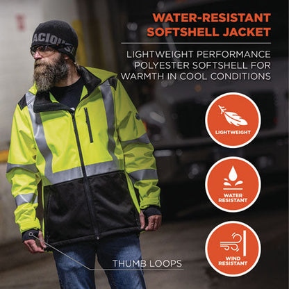 Glowear 8353 Class 3 Hi-vis Softshell Water-resistant Jacket, 3x-large, Lime, Ships In 1-3 Business Days