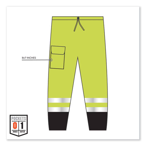 Glowear 8910bk Class E Hi-vis Pants With Black Bottom, Polyester, 2x-large/3x-large, Lime, Ships In 1-3 Business Days