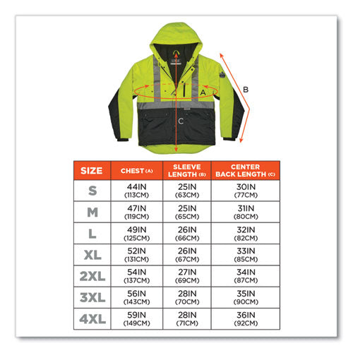 Glowear 8275 Class 2 Heavy-duty Hi-vis Workwear Sherpa Lined Jacket, Small, Lime, Ships In 1-3 Business Days