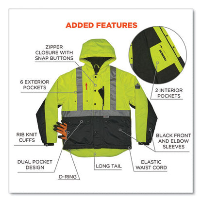 Glowear 8275 Class 2 Heavy-duty Hi-vis Workwear Sherpa Lined Jacket, Medium, Lime, Ships In 1-3 Business Days