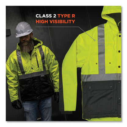 Glowear 8275 Class 2 Heavy-duty Hi-vis Workwear Sherpa Lined Jacket, Medium, Lime, Ships In 1-3 Business Days