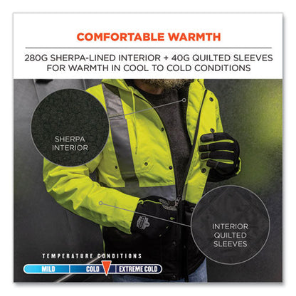 Glowear 8275 Class 2 Heavy-duty Hi-vis Workwear Sherpa Lined Jacket, 2x-large, Lime, Ships In 1-3 Business Days