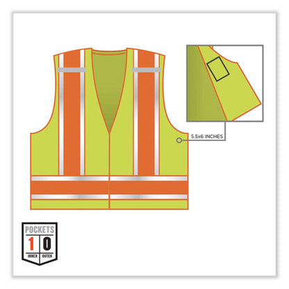Glowear 8245psv Class 2 Public Safety Vest, Polyester, 6x-large/7x-large, Lime, Ships In 1-3 Business Days