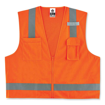 Glowear 8249z Class 2 Economy Surveyors Zipper Vest, Polyester, X-small, Orange, Ships In 1-3 Business Days