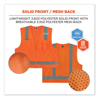 Glowear 8249z Class 2 Economy Surveyors Zipper Vest, Polyester, X-small, Orange, Ships In 1-3 Business Days