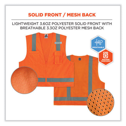 Glowear 8249z Class 2 Economy Surveyors Zipper Vest, Polyester, Small/medium, Orange, Ships In 1-3 Business Days