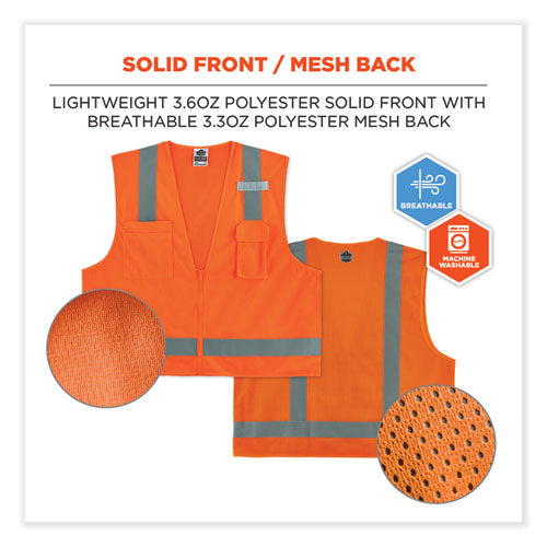 Glowear 8249z Class 2 Economy Surveyors Zipper Vest, Polyester, Large/x-large, Orange, Ships In 1-3 Business Days