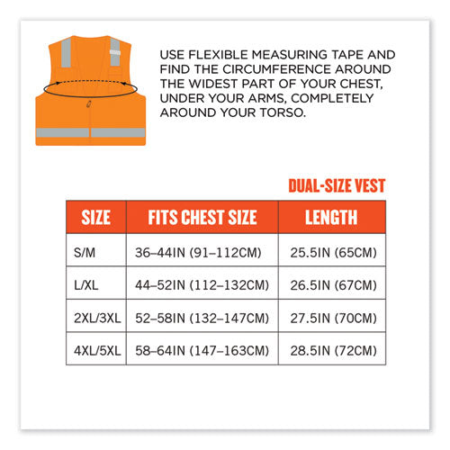 Glowear 8249z Class 2 Economy Surveyors Zipper Vest, Polyester, Large/x-large, Orange, Ships In 1-3 Business Days