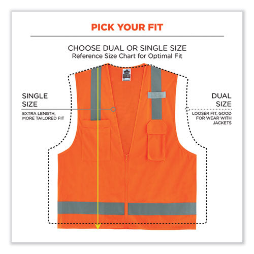 Glowear 8249z Class 2 Economy Surveyors Zipper Vest, Polyester, 2x-large/3x-large, Orange, Ships In 1-3 Business Days