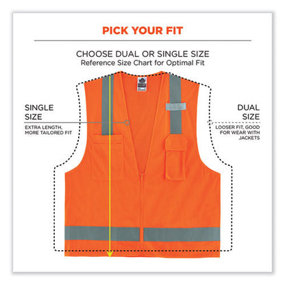Glowear 8249z Class 2 Economy Surveyors Zipper Vest, Polyester, 2x-large/3x-large, Orange, Ships In 1-3 Business Days