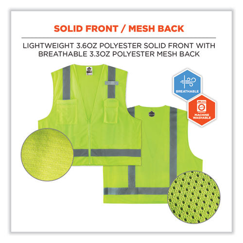 Glowear 8249z Class 2 Economy Surveyors Zipper Vest, Polyester, Small/medium, Lime, Ships In 1-3 Business Days