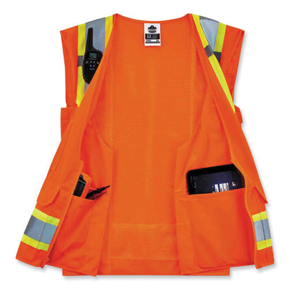 Glowear 8248z Class 2 Two-tone Surveyors Zipper Vest, Polyester, Small/medium, Orange, Ships In 1-3 Business Days
