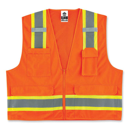 Glowear 8248z Class 2 Two-tone Surveyors Zipper Vest, Polyester, 2x-large/3x-large, Orange, Ships In 1-3 Business Days