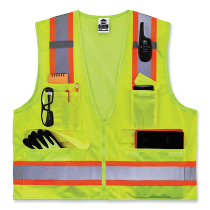 Glowear 8248z Class 2 Two-tone Surveyors Zipper Vest, Polyester, Small/medium, Lime, Ships In 1-3 Business Days