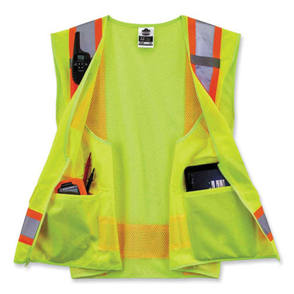 Glowear 8248z Class 2 Two-tone Surveyors Zipper Vest, Polyester, Small/medium, Lime, Ships In 1-3 Business Days