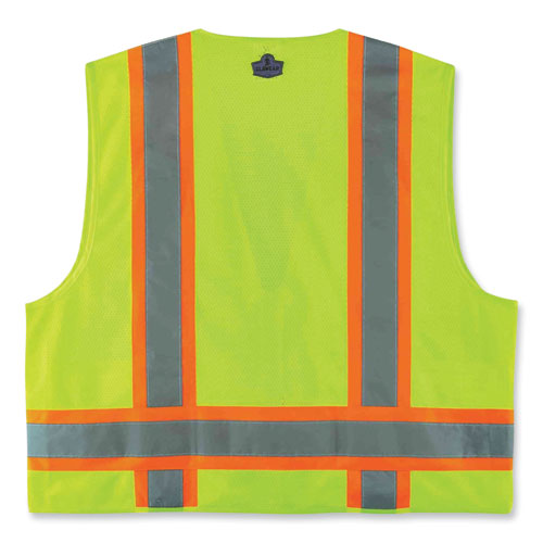 Glowear 8248z Class 2 Two-tone Surveyors Zipper Vest, Polyester, 2x-large/3x-large, Lime, Ships In 1-3 Business Days