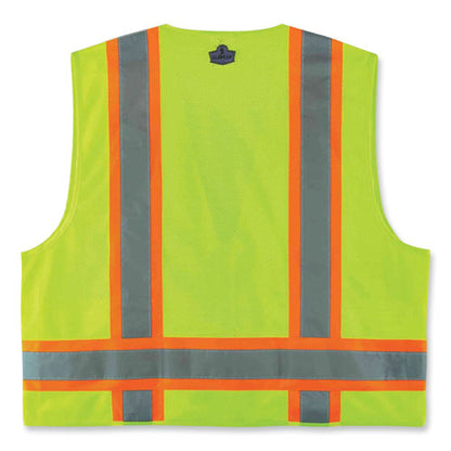 Glowear 8248z Class 2 Two-tone Surveyors Zipper Vest, Polyester, 2x-large/3x-large, Lime, Ships In 1-3 Business Days